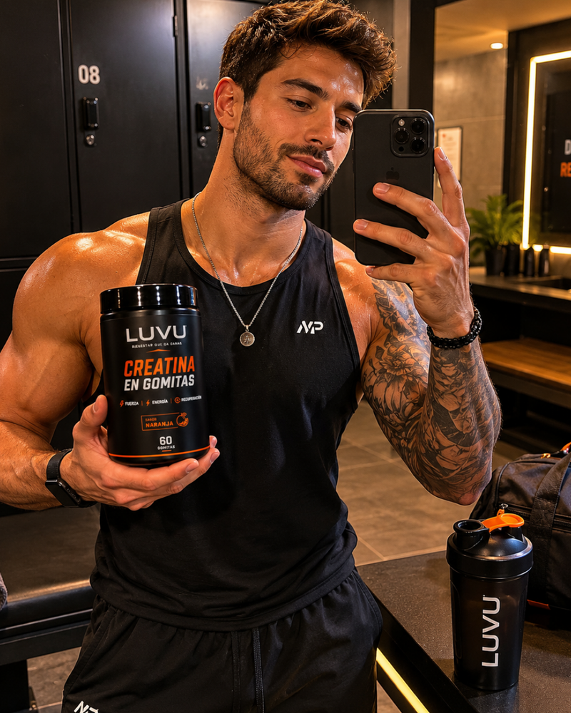 Persona entrenando con LUVU Creatina