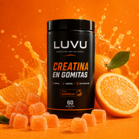Creatina Monohidrato en Gomitas LUVU Creapure — Sin polvo, sin batido, sabor naranja | 60u - 2 Gomitas por día