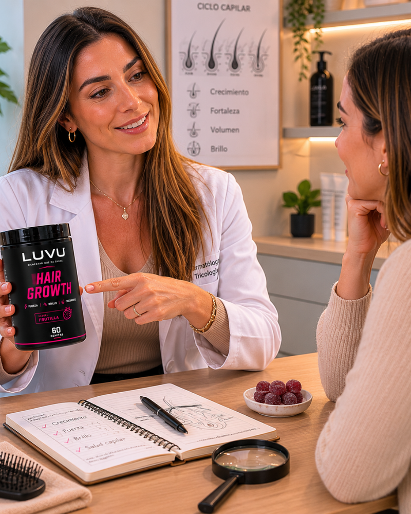 Dermatóloga capilar recomienda LUVU Hair Growth