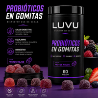 LUVU Probióticos en Gomitas — Sabor Frutos Rojos