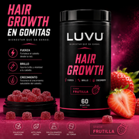 LUVU Hair Growth en Gomitas — Sabor Frutilla