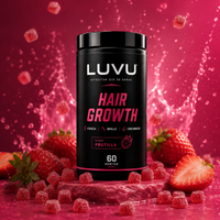 LUVU Hair Growth en Gomitas — Sabor Frutilla