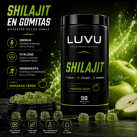 Shilajit 100% PURO en gomitas LUVU - Potencia máxima y testosterona natural día a día - 60 gomitas - 30 días