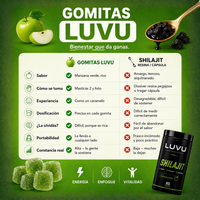 Shilajit 100% PURO en gomitas LUVU - Potencia máxima y testosterona natural día a día - 60 gomitas - 30 días